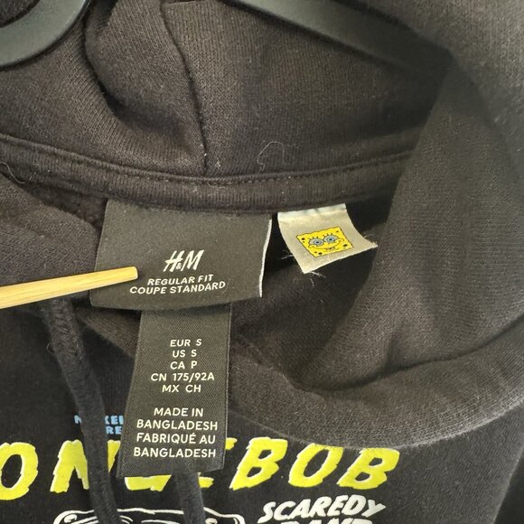 SpongeBob SquarePants Hoodie Adult Small Black H&M Baggy Sweatshirt - Picture 6 of 8